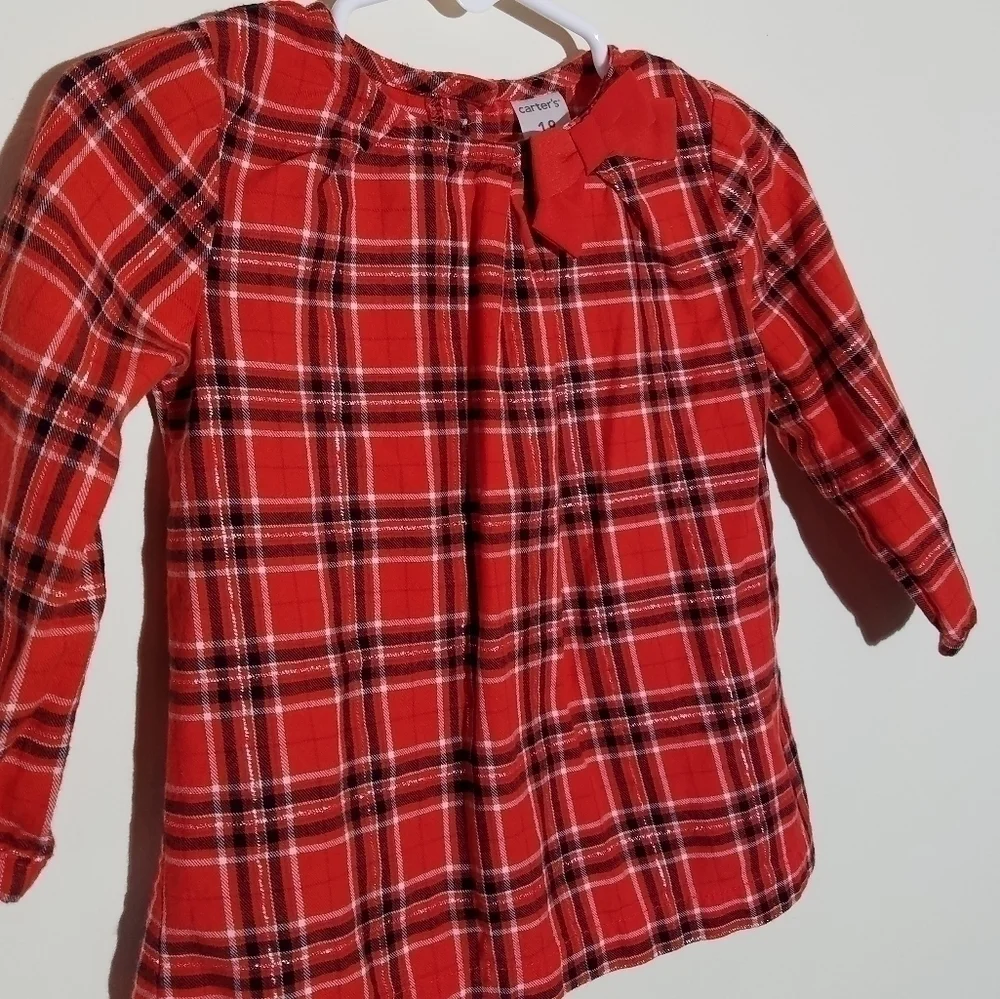 Carter's Plaid Red Bow Holiday Shirt 18m